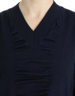 Costume National Dark blue V-neck wool Women's sweater