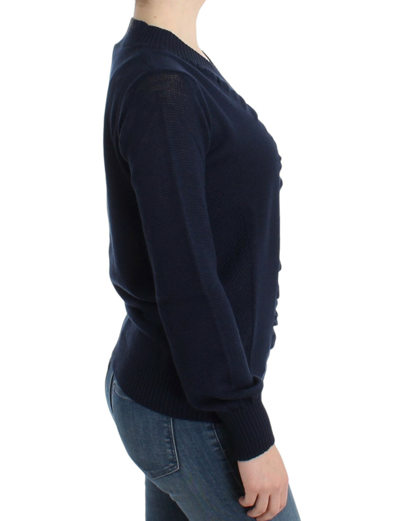 Costume National Dark blue V-neck wool Women's sweater