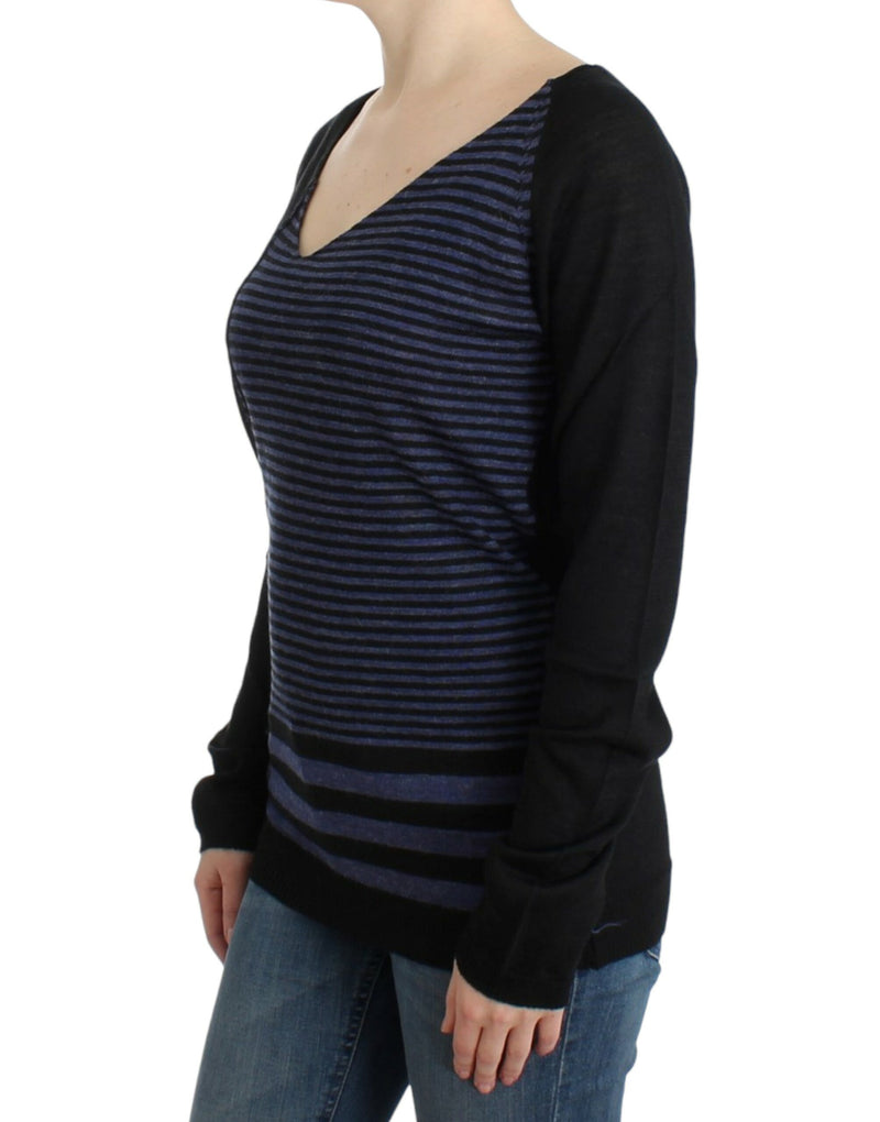 Costume National Black striped V-neck Women's sweater