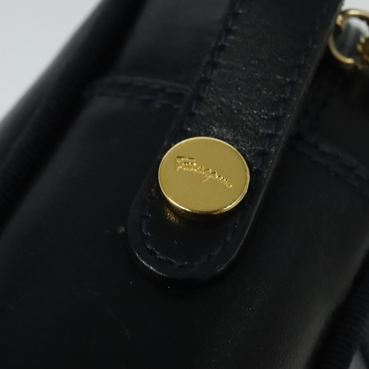Salvatore Ferragamo Vala Leather Navy Leather Shoulder Bag Bag (Pre-Owned)