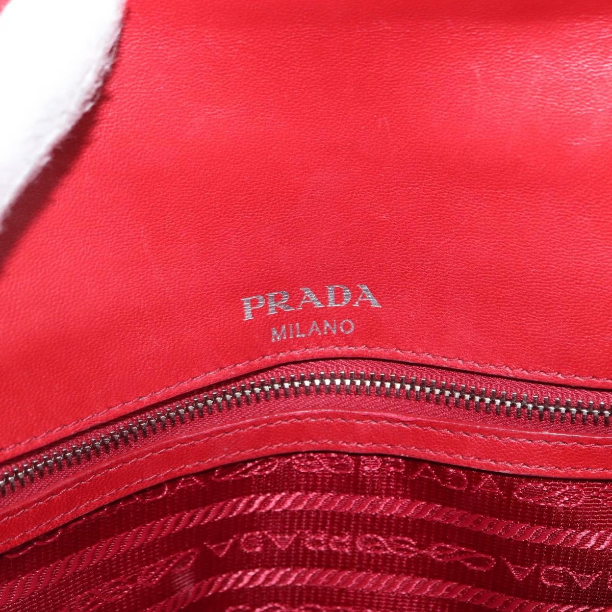 Prada Gaufre Chain Flap Nappa Leather Red Leather Shoulder Bag Bag (Pre-Owned)