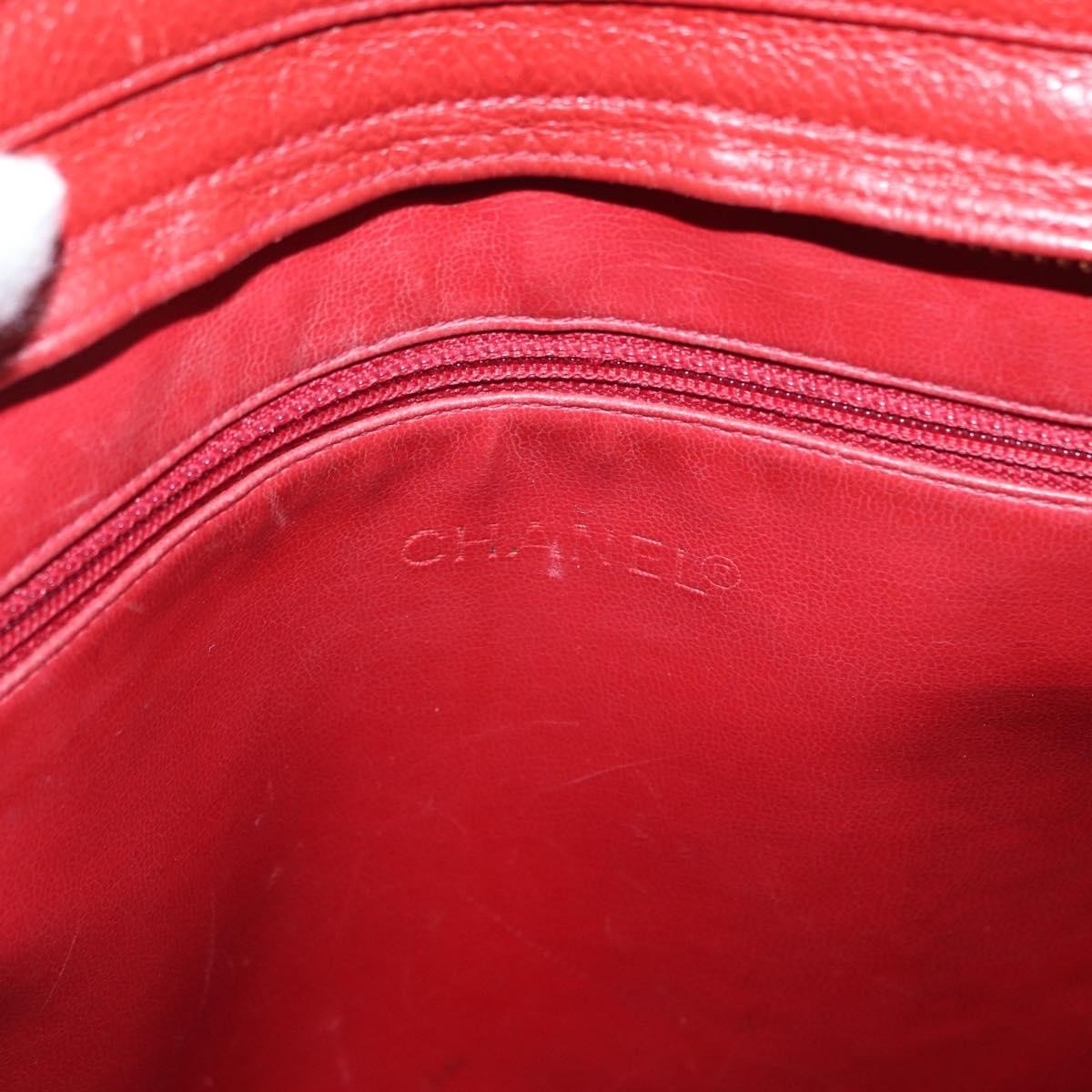 Chanel Vintage Metal Cc Caviar Red Leather Shoulder Bag Bag (Pre-Owned)