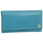 Gucci Interlocking G Blue Leather Wallet  (Pre-Owned)