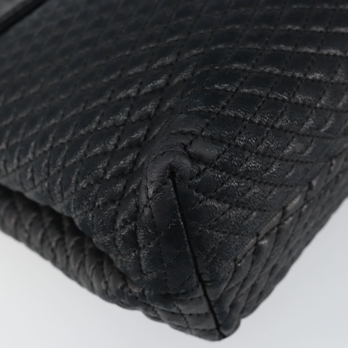 Bally Vintage Quilted Leather Black Leather Handbag (Pre-Owned)