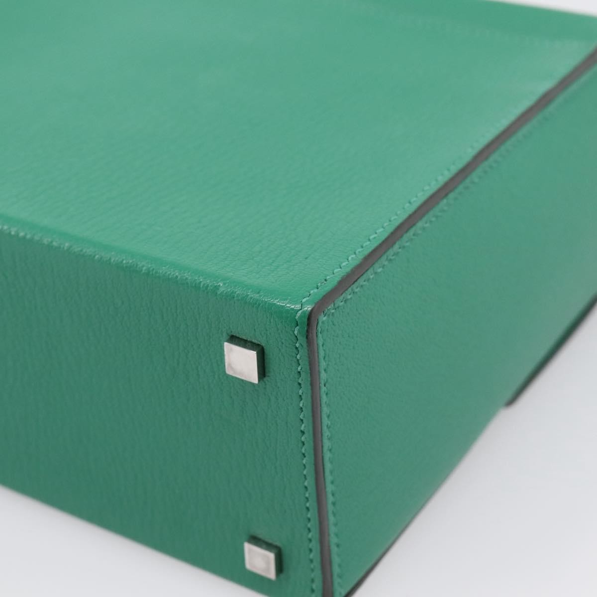 Hermes Cinhetic Top Handle Chevre Mysore Green Leather Handbag (Pre-Owned)
