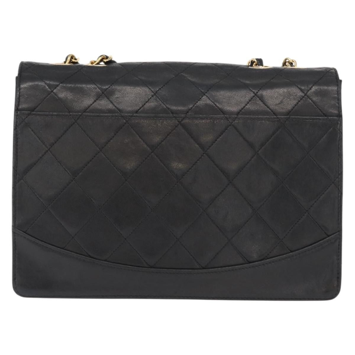 Chanel Vintage Mademoiselle Lock Trapezoid Flap Quilted Lambskin Black Leather Shoulder Bag Bag (Pre-Owned)