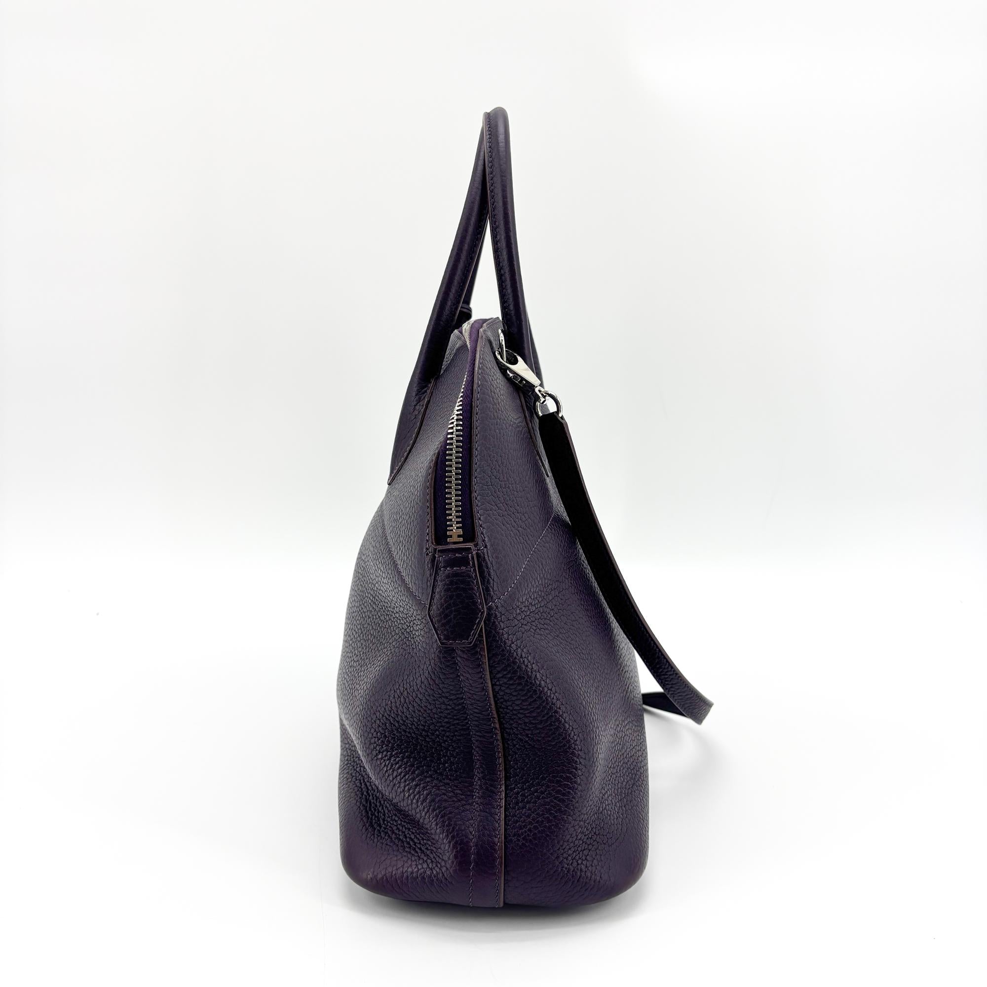 Hermes Bolide Clemence Purple Leather Handbag (Pre-Owned)