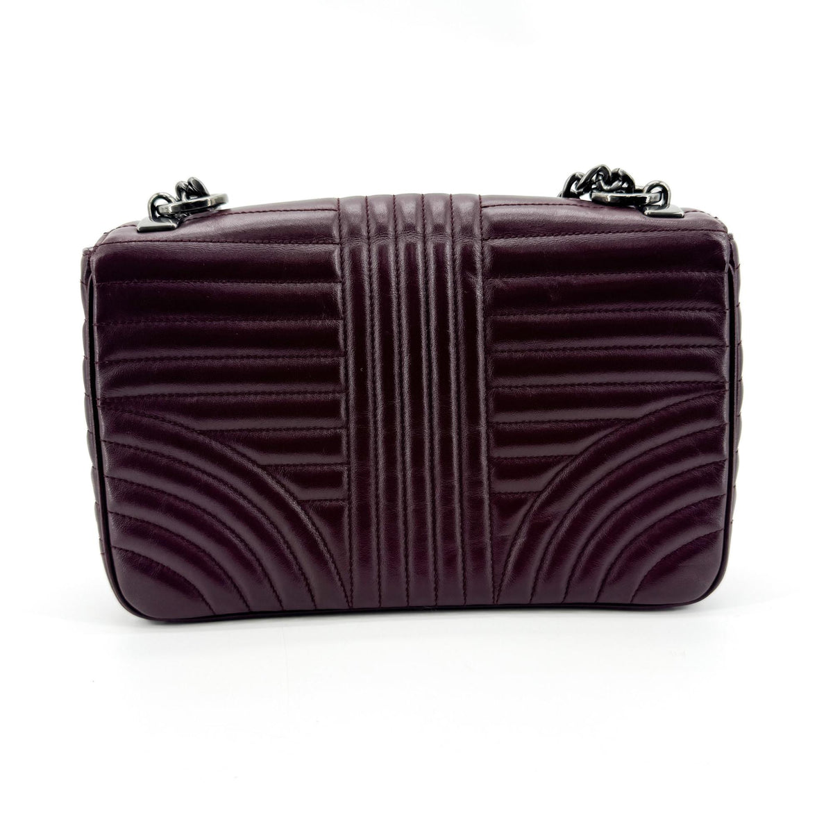 Prada Chain Flap Diagramme Quilted Leather Burgundy Leather Shoulder Bag Bag (Pre-Owned)