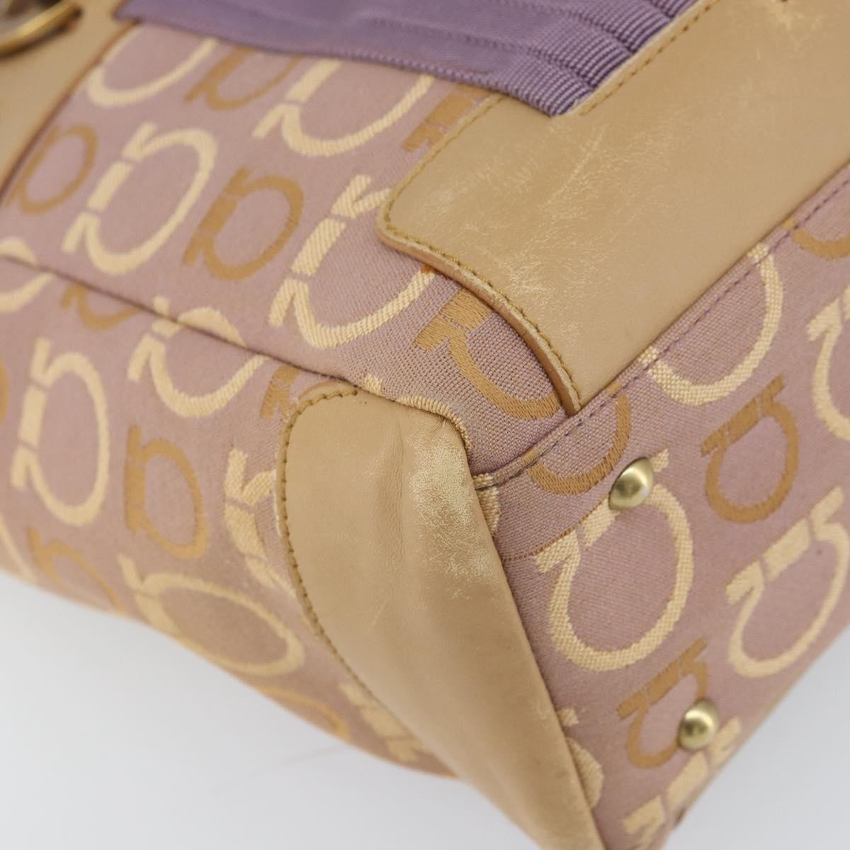 Salvatore Ferragamo Gancini Tote Canvas Purple Canvas Tote Bag Bag (Pre-Owned)