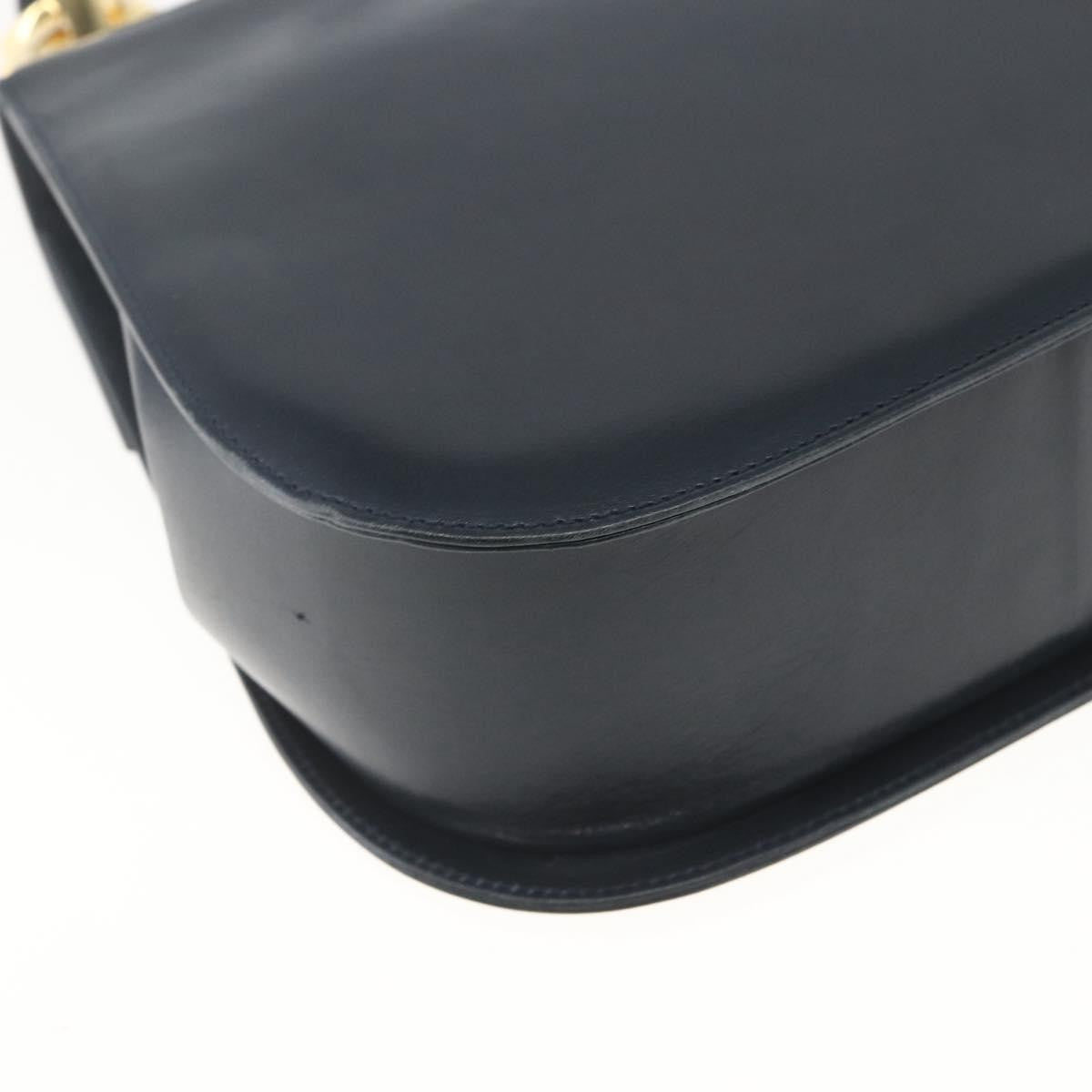 Salvatore Ferragamo Gancini Leather Navy Leather Shoulder Bag Bag (Pre-Owned)