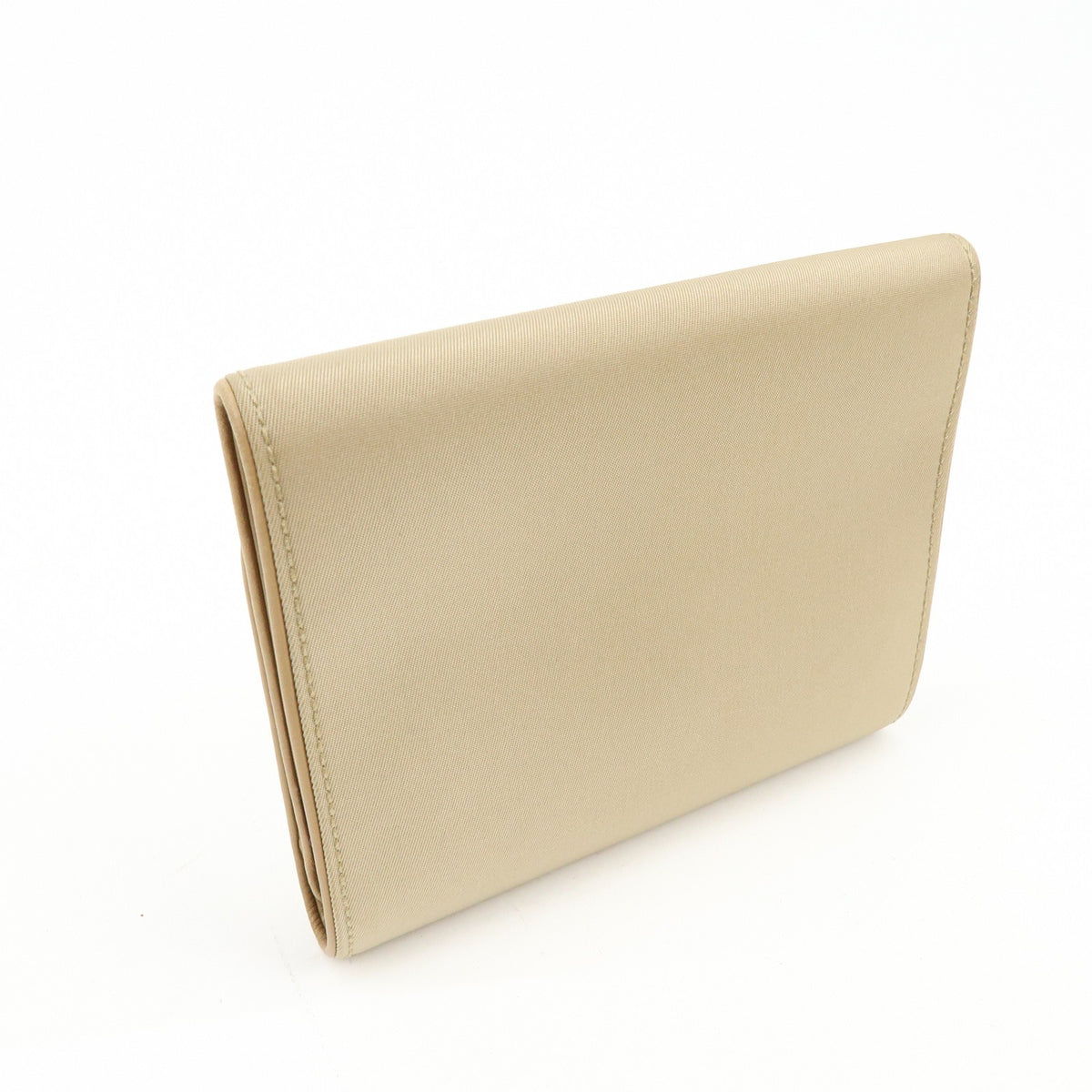 Prada Trifold Compact Saffiano Leather Beige Nylon Wallets Accessory (Pre-Owned)
