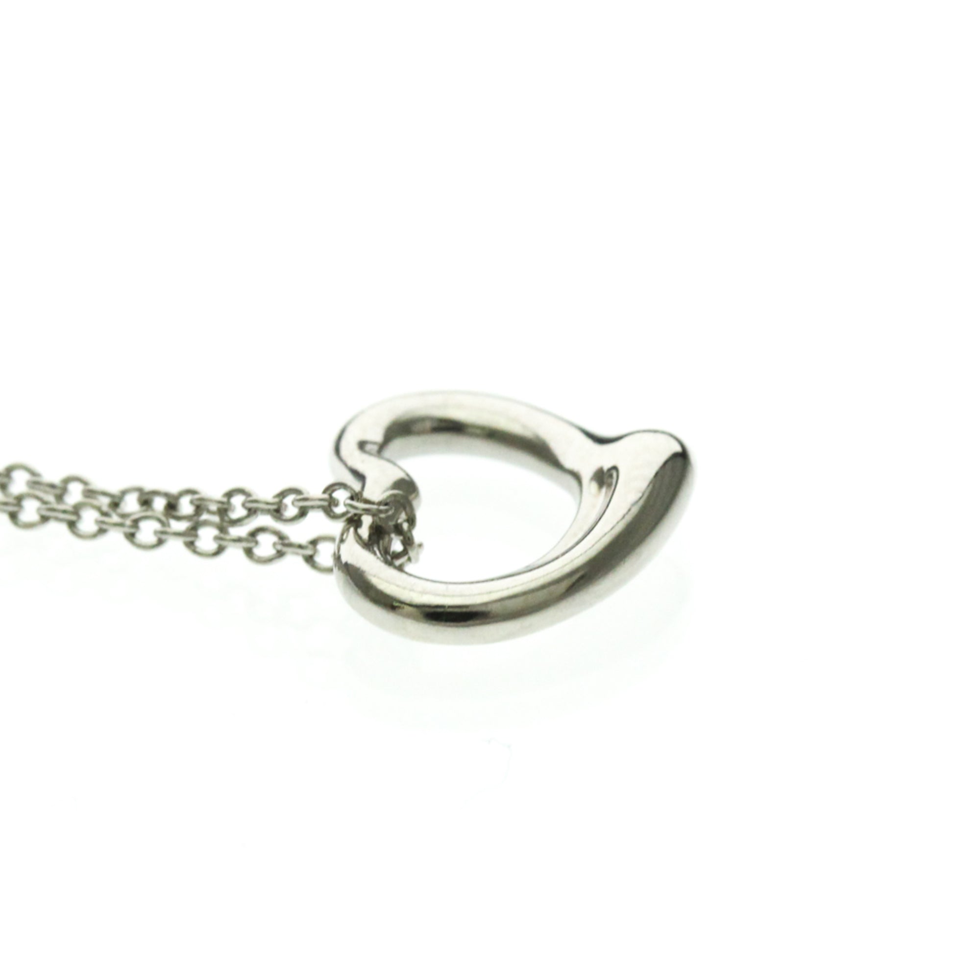 Tiffany & Co. Elsa Peretti Open Heart Pendant Platinum Silver Platinum Necklace Jewelry (Pre-Owned)