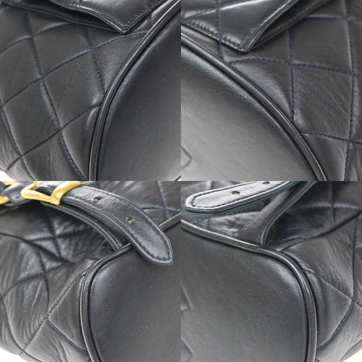 Chanel Duma Drawstring Quilted Leather Navy Leather Backpack Bag (Pre-Owned)