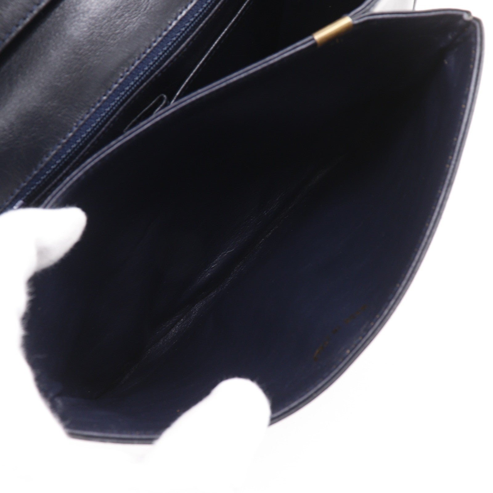 Celine Vintage Triomphe Flap Leather Black Calfskin Shoulder Bag Bag (Pre-Owned)