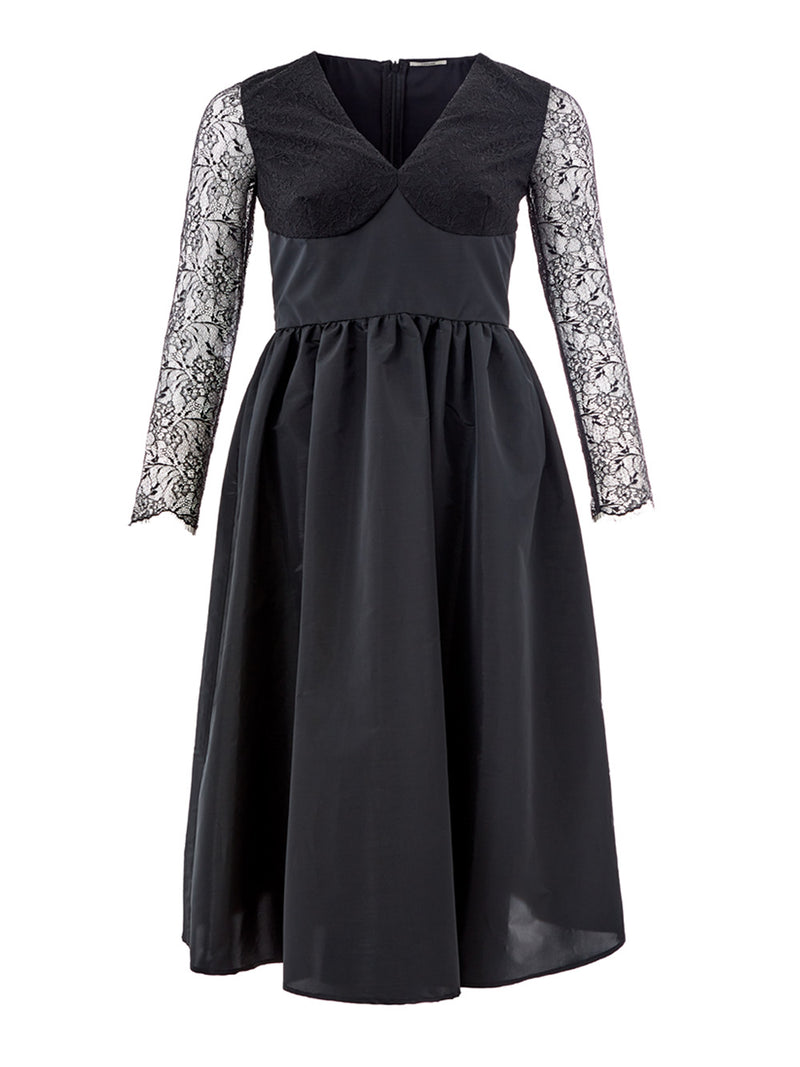 Lardini Black Long Dress with Lace Women's details