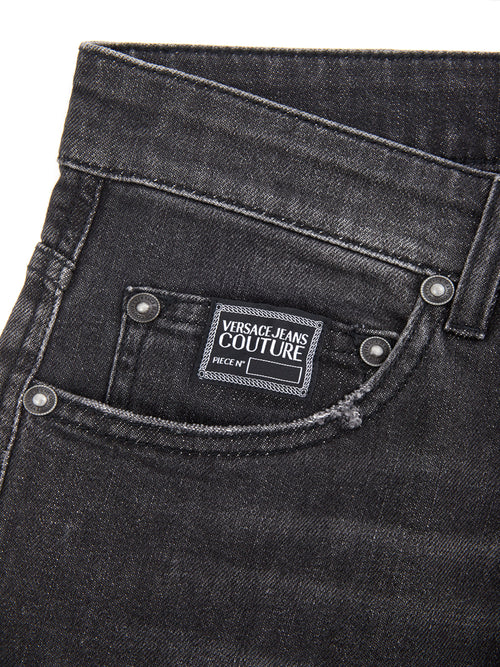 Versace Jeans Sleek Black Washed Denim Slim Fit Men's Pants