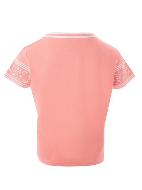 Kenzo Elegant Pink Logo Sleeve Tee for Stylish Women's Males