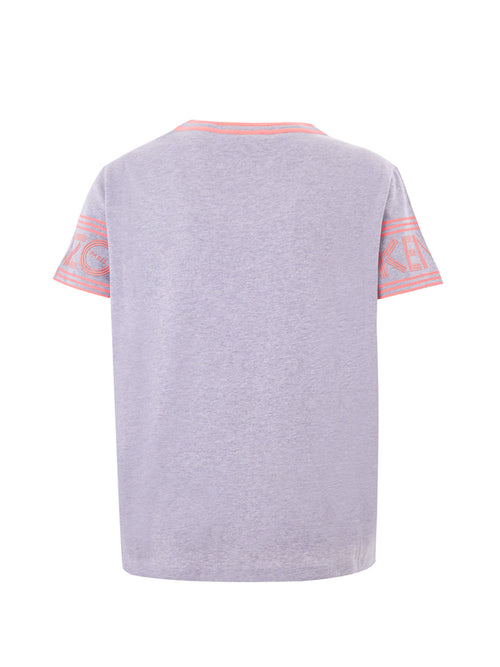 Kenzo Chic Grey Cotton Tee with Neon Pink Women's Accents