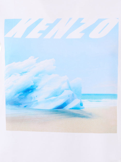 Kenzo Elegant White Wave Print Cotton Women's T-Shirt