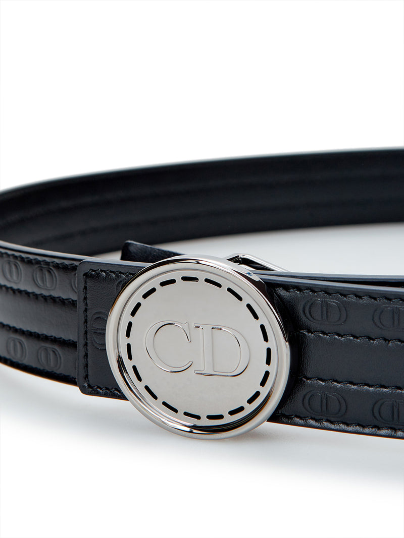 Dior Black Leather Hoon CD Men's Belt