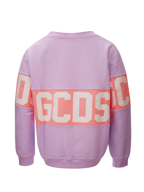 GCDS Chic Oversized Violet Sweatshirt with Logo Women's Detail