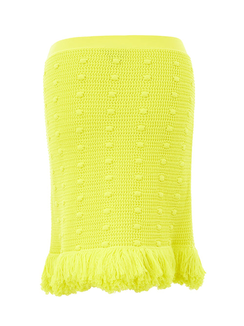 Bottega Veneta Radiant Yellow Fringed Pencil Women's Skirt