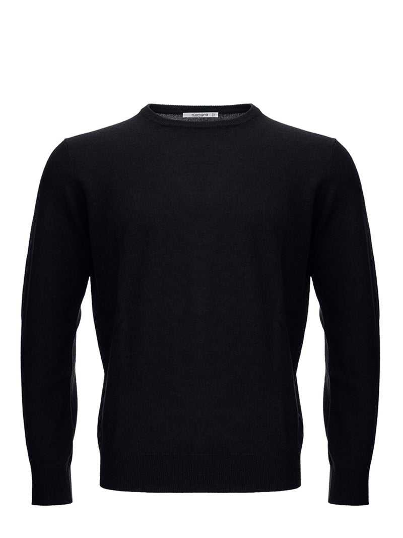 KANGRA Black Wool Blend Round neck Men's Sweater