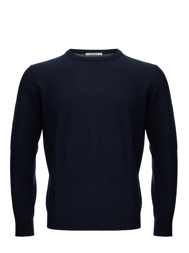 KANGRA Blue Wool Blend Round neck Men's Sweater
