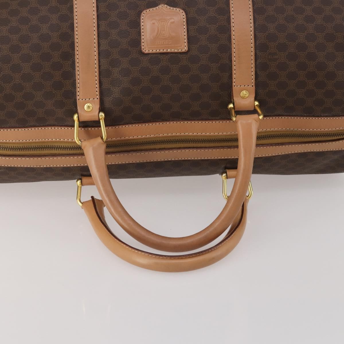 Celine Vintage Duffle Canvas And Leather Brown Canvas Travel Bag Bag (Pre-Owned)