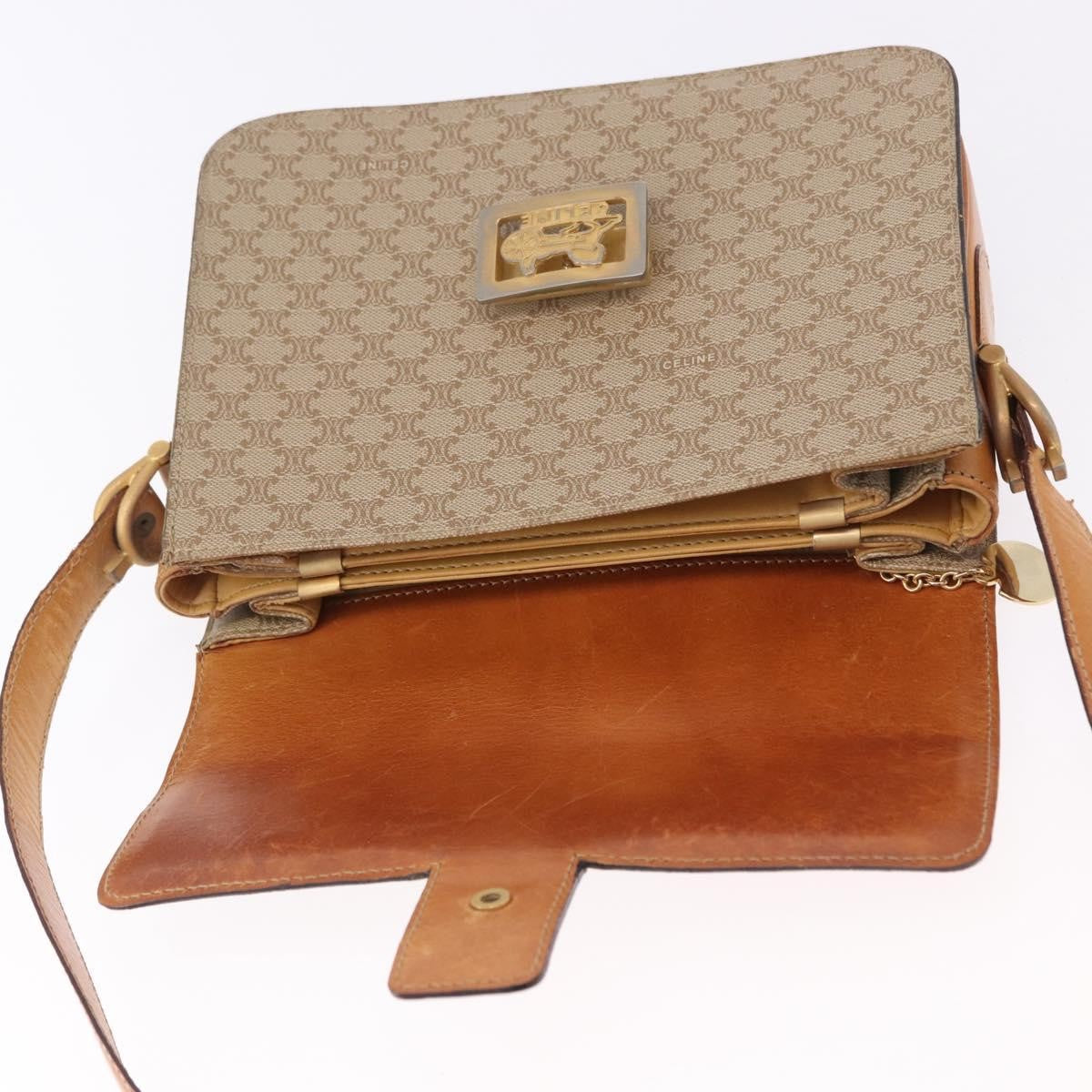 Celine Macadam Canvas Beige Canvas Shoulder Bag Bag (Pre-Owned)