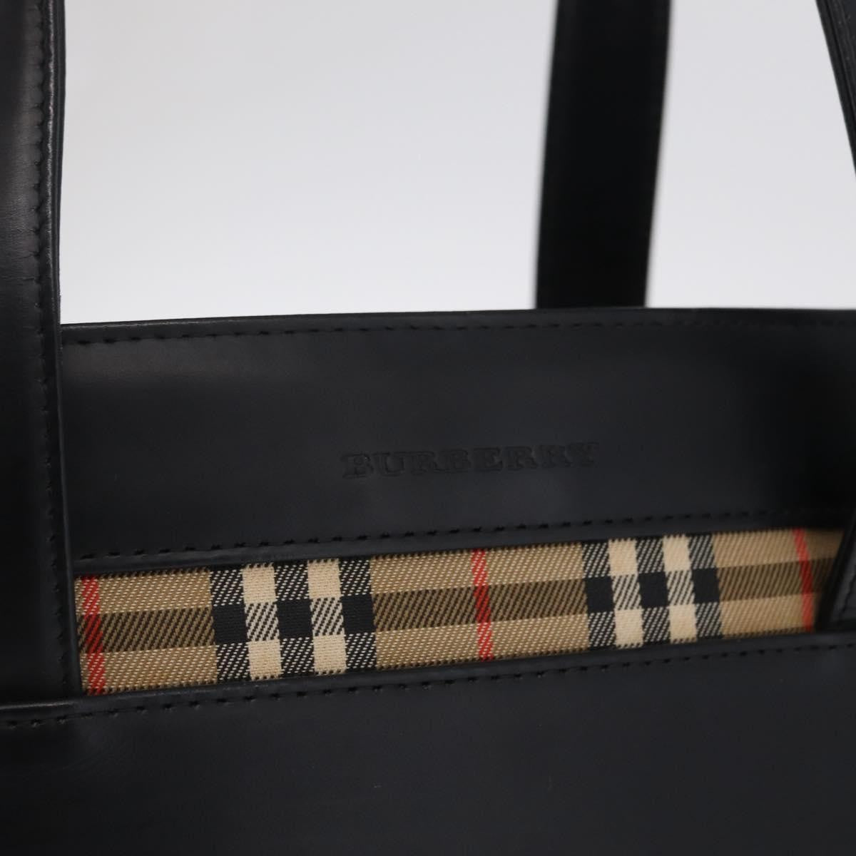 Burberry Nova Check Canvas And Leather Black Leather Handbag (Pre-Owned)