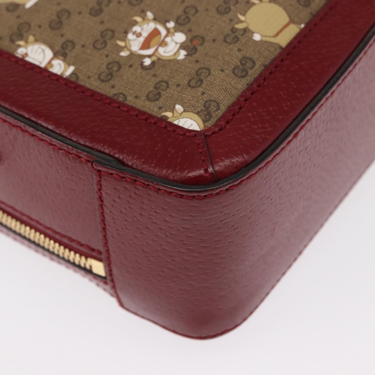 Gucci Doraemon Ophidia Zip Around Camera Printed Mini Gg Coated Canvas Beige Canvas Handbag (Pre-Owned)