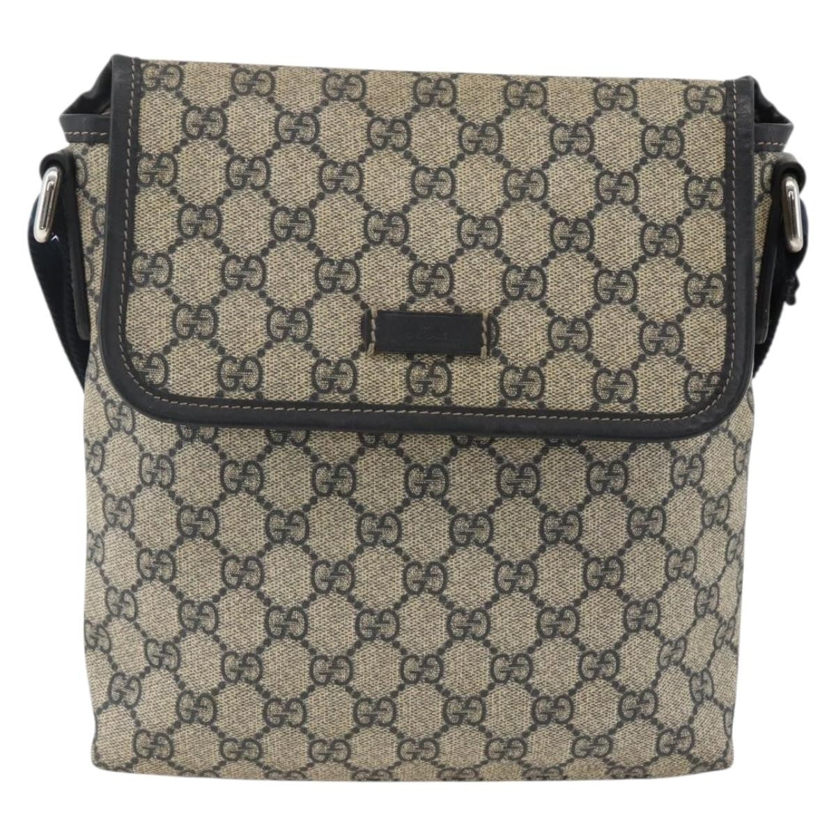 Gucci Flap Messenger Gg Coated Canvas Navy Canvas Shoulder Bag Bag (Pre-Owned)