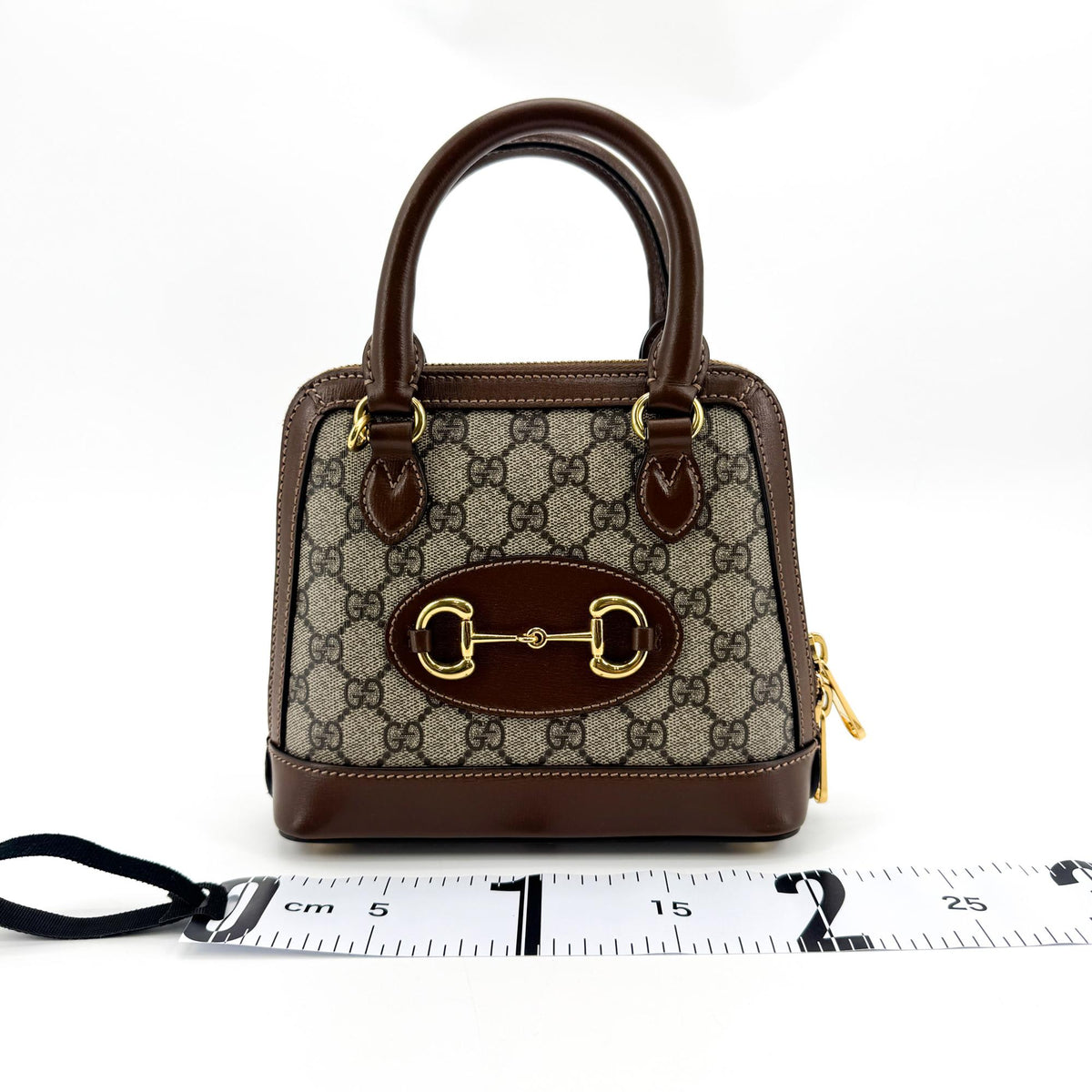 Gucci Horsebit 1955 Top Handle Gg Coated Canvas With Leather Brown Canvas Handbag (Pre-Owned)