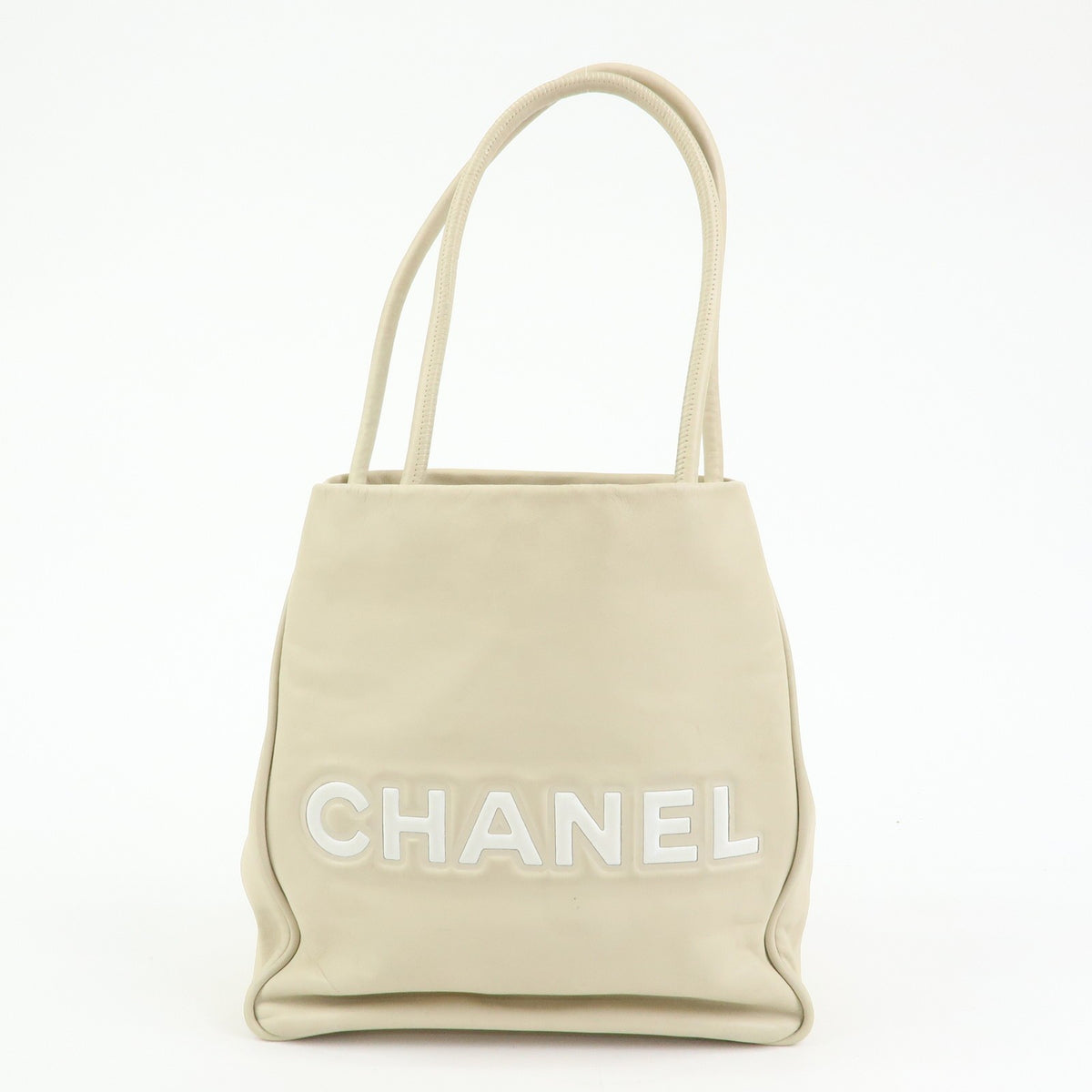 Chanel Camellia Lambskin Beige Leather Tote Bag Bag (Pre-Owned)