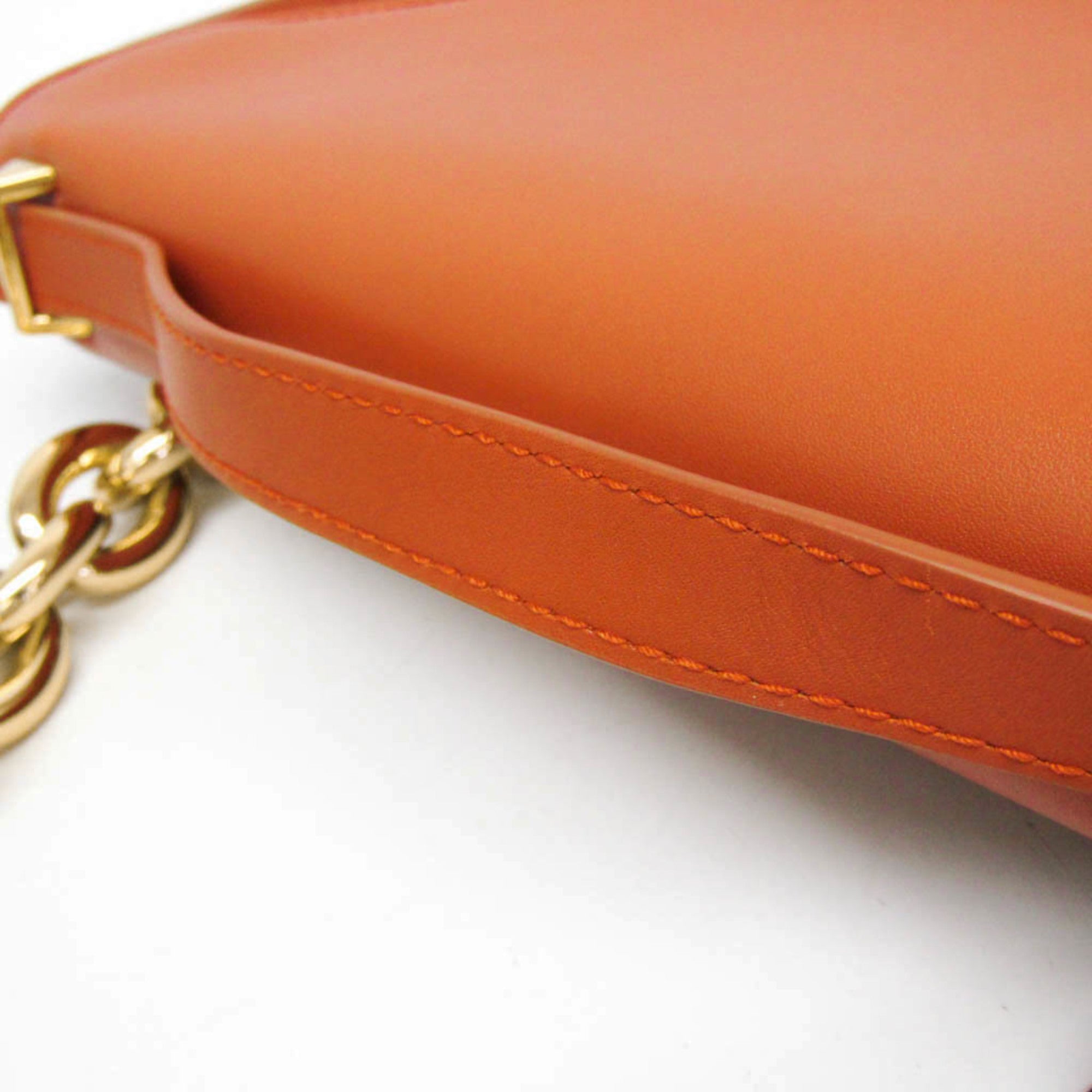 Bottega Veneta Mount Leather Orange Leather Shoulder Bag Bag (Pre-Owned)