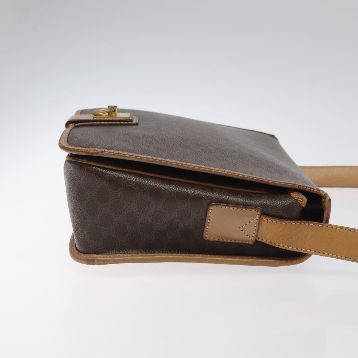 Celine Vintage Macadam Canvas And Leather Brown Canvas Shoulder Bag Bag (Pre-Owned)