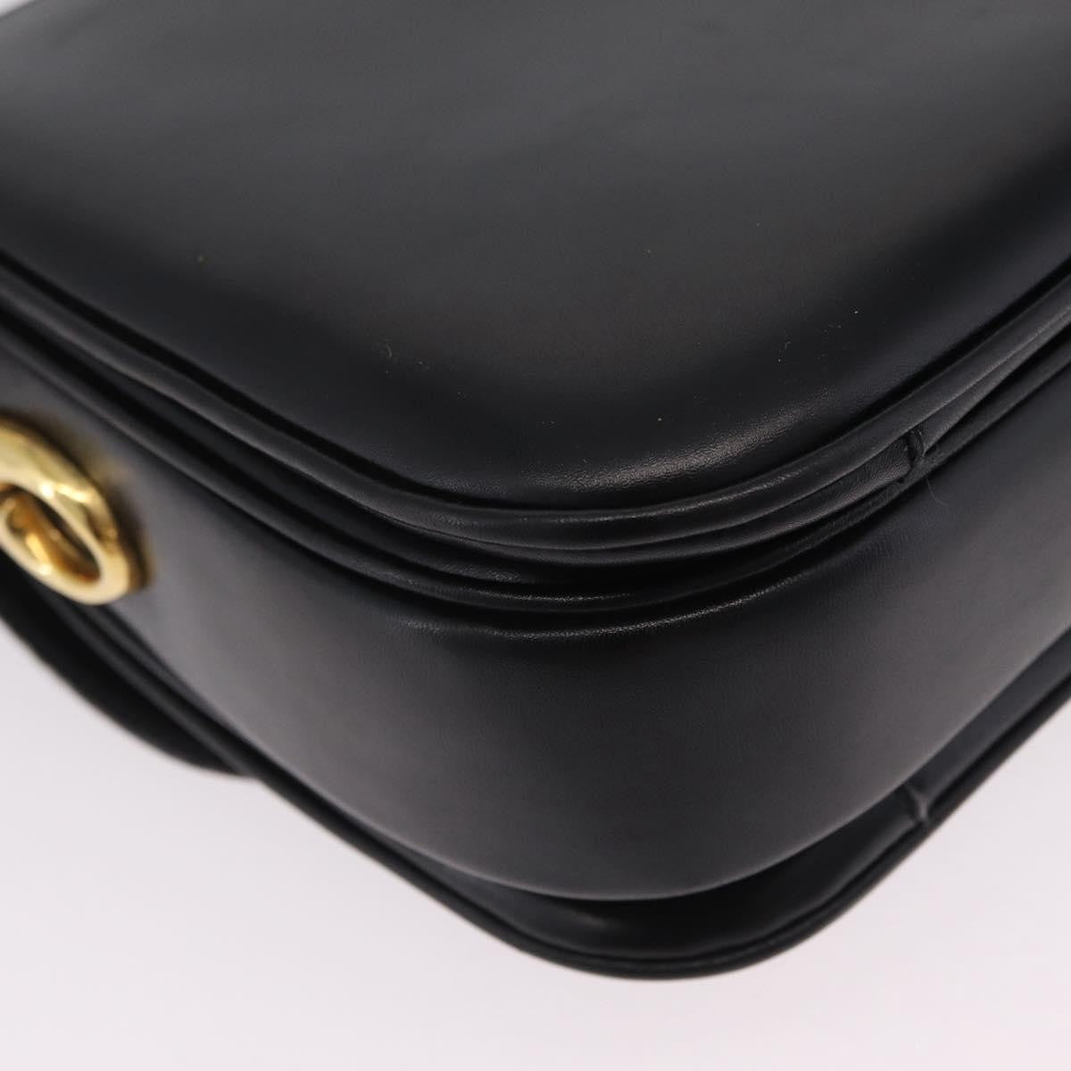Celine Flap Shoulder Leather Black Leather Shoulder Bag Bag (Pre-Owned)