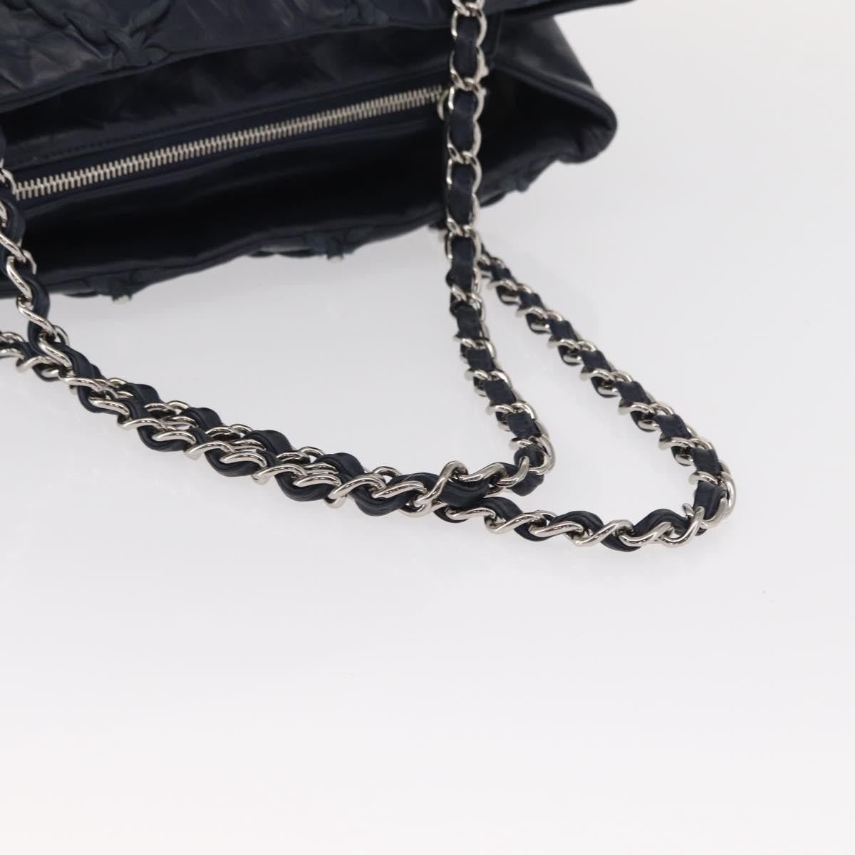 Chanel Ultra Stitch Chain Tote Quilted Calfskin Navy Leather Tote Bag Bag (Pre-Owned)
