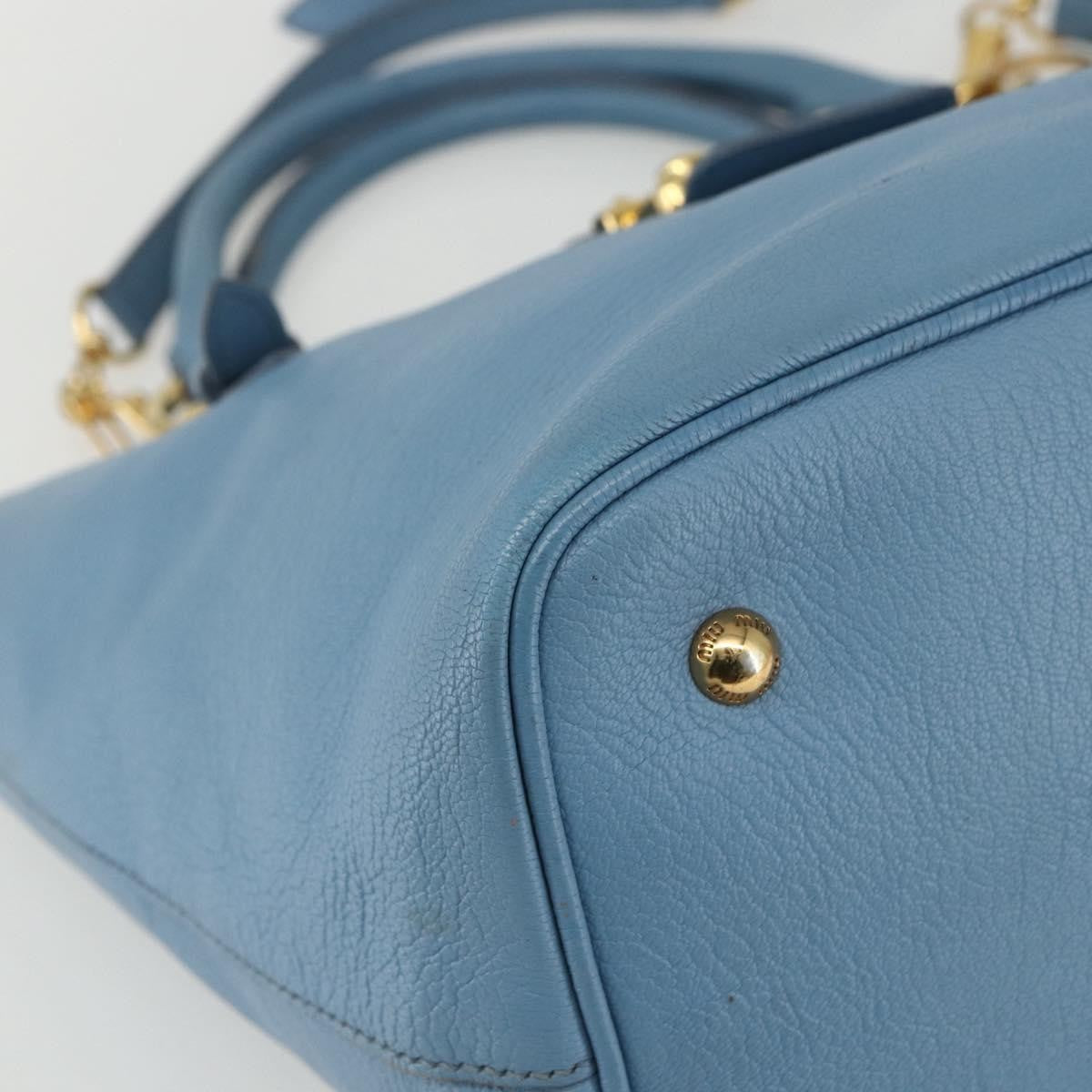 Miu Miu Madras Convertible Lock Leather Blue Leather Tote Bag Bag (Pre-Owned)