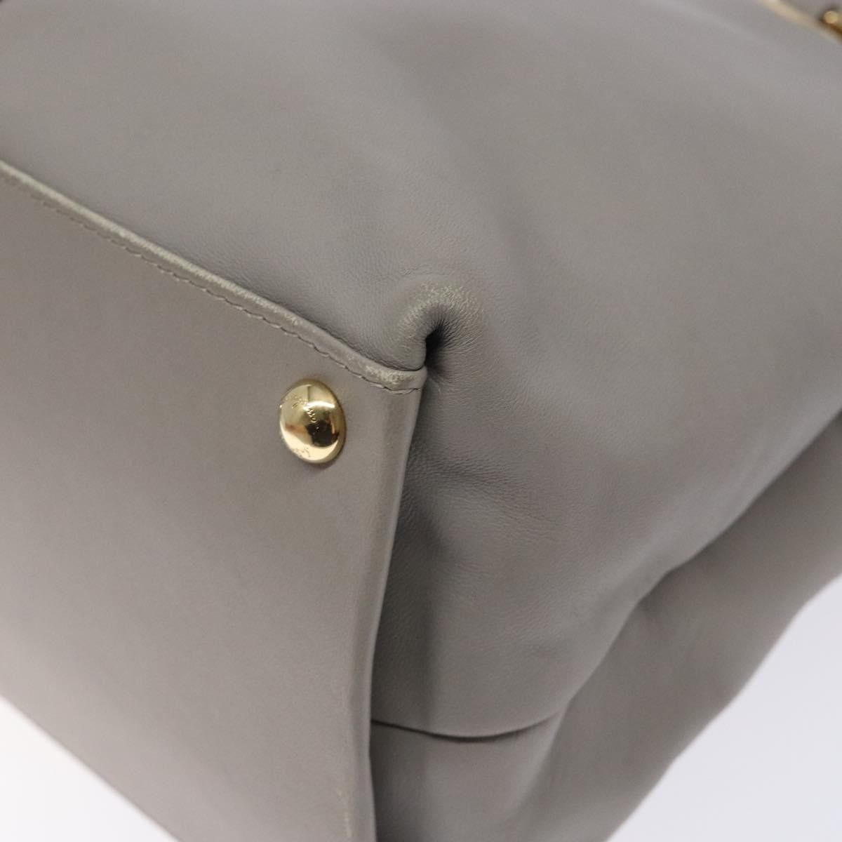 Salvatore Ferragamo Vala Leather Gray Leather Handbag (Pre-Owned)