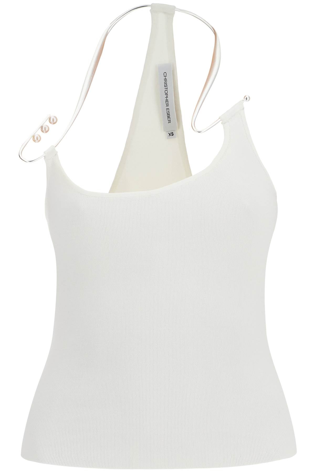 Christopher Esber Women's White Viscose Top With Pearl And V-Neck