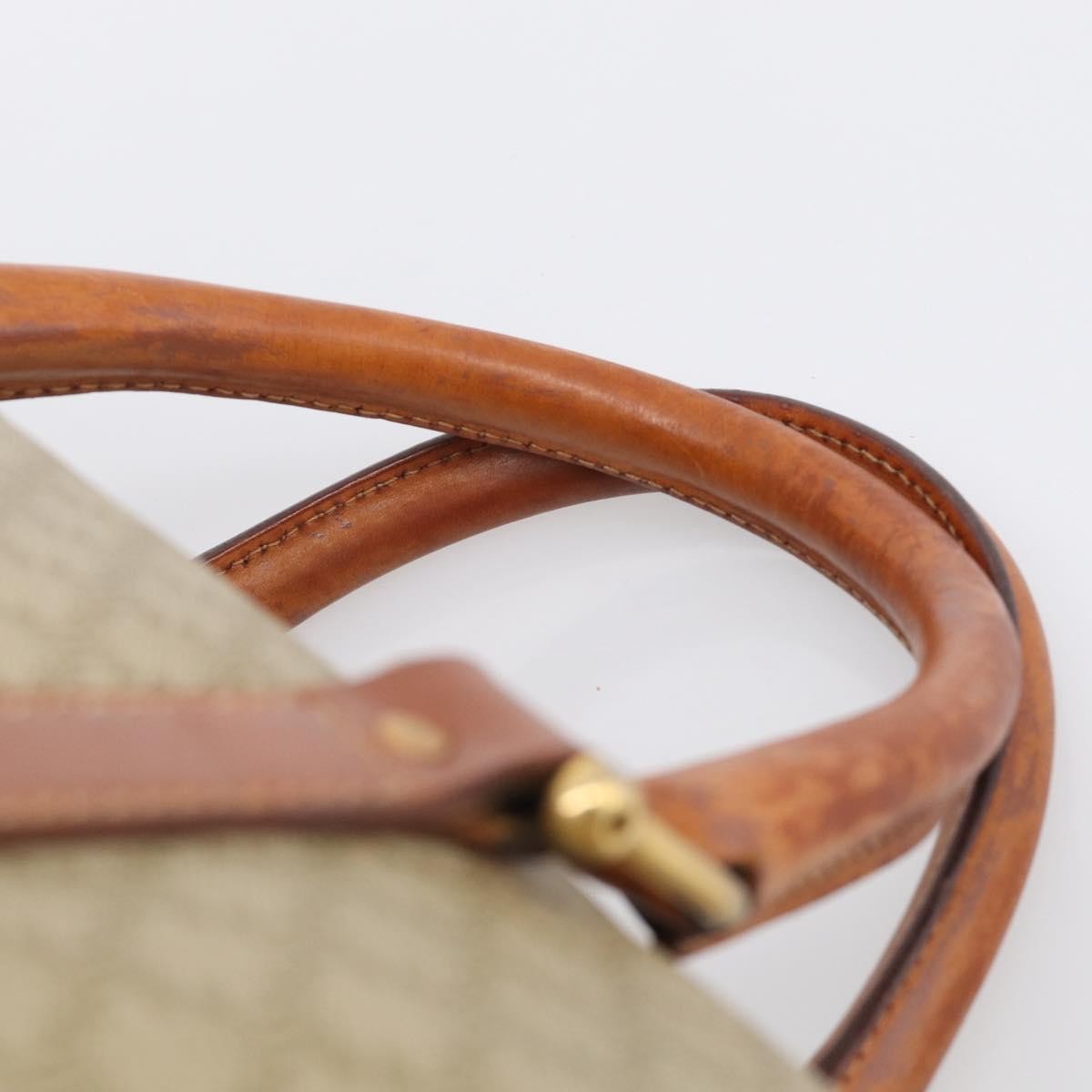 Celine Macadam Macadam With Leather Beige Canvas Tote Bag Bag (Pre-Owned)