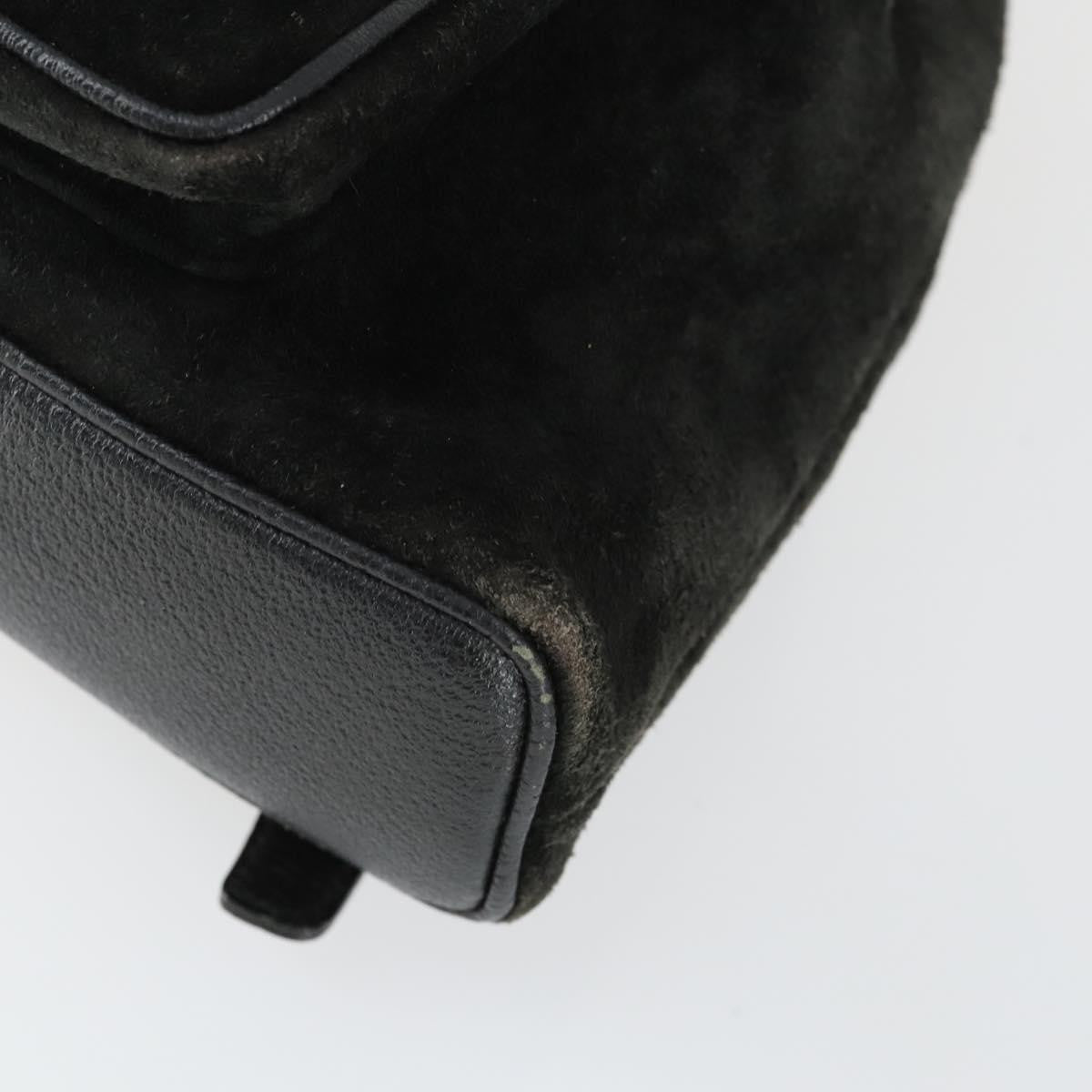 Gucci Gucci Bamboo Daim Black Suede Backpack Bag (Pre-Owned)
