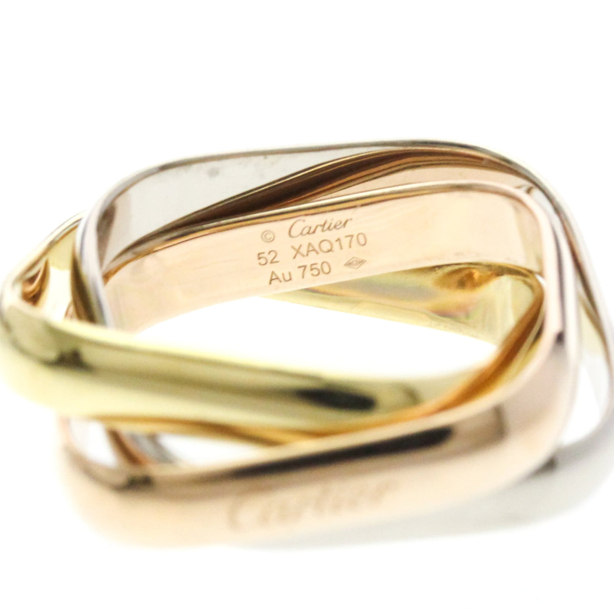 Cartier Trinity Cushion 18K Tricolor Gold Gold Gold Ring Jewelry (Pre-Owned)
