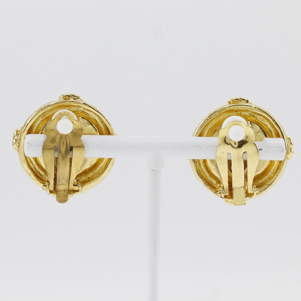 Chanel Vintage Cc Clip-On Metal Gold Gold_Plated Earrings Jewelry (Pre-Owned)