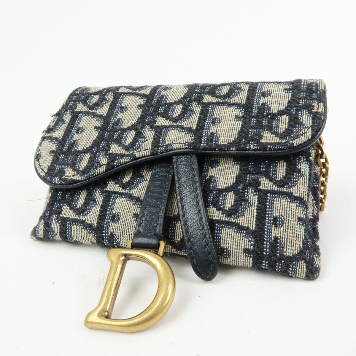 Christian Dior Saddle Pouch Leather Beige Canvas Clutche & Pouche Bag (Pre-Owned)