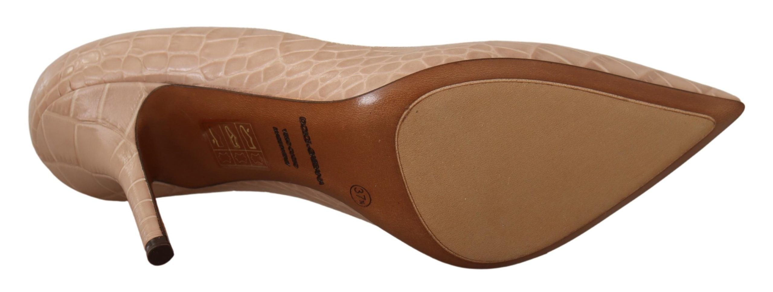 Dolce & Gabbana Beige Nude Leather BELLUCCI Heels Pumps Women's Shoes