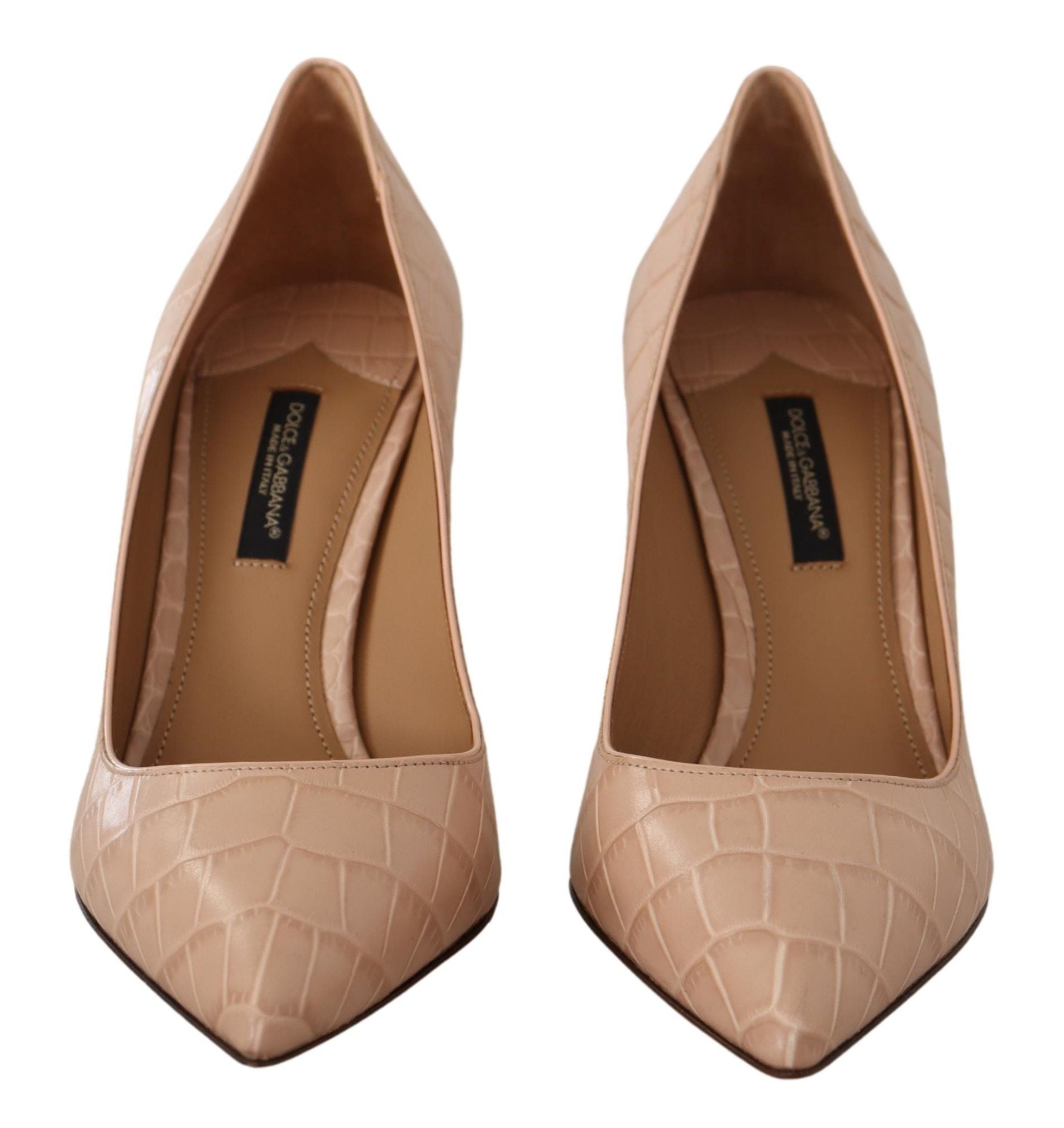 Dolce & Gabbana Beige Nude Leather BELLUCCI Heels Pumps Women's Shoes