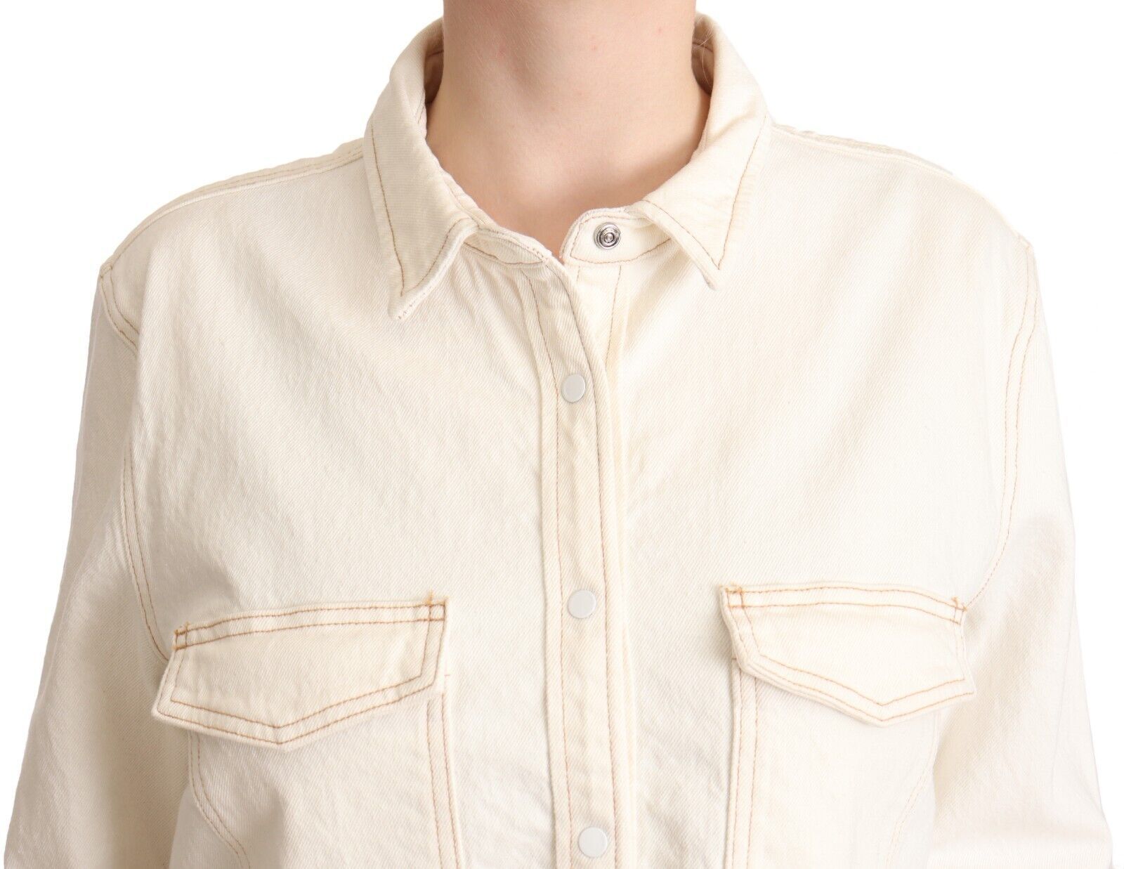 Levi's Elegant White Long Sleeve Collared Polo Women's Top